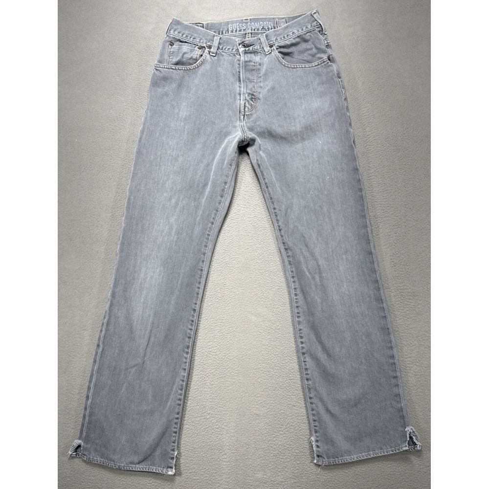 Vintage Guess Jeans Mens Sz 32x34 (30x32) Gray Faded Distressed Minimalist Denim